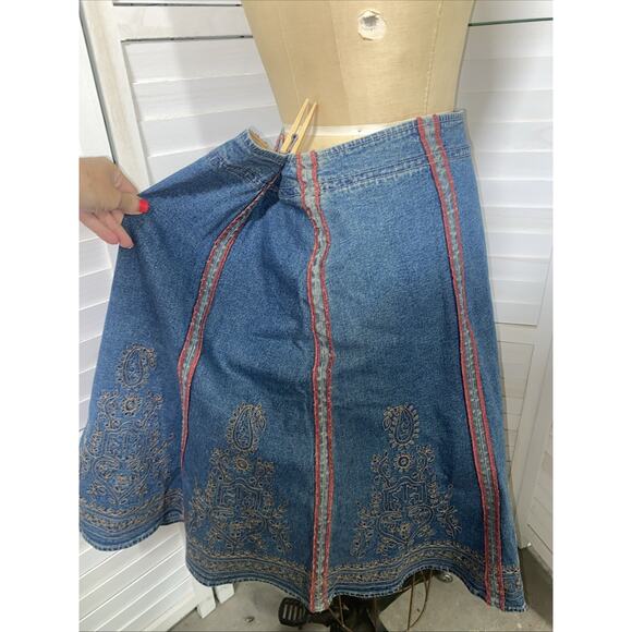 Motto Your Style Mantra Blue Denim Jean Swing Flare Aline Skirt Sz 20W - Picture 4 of 8